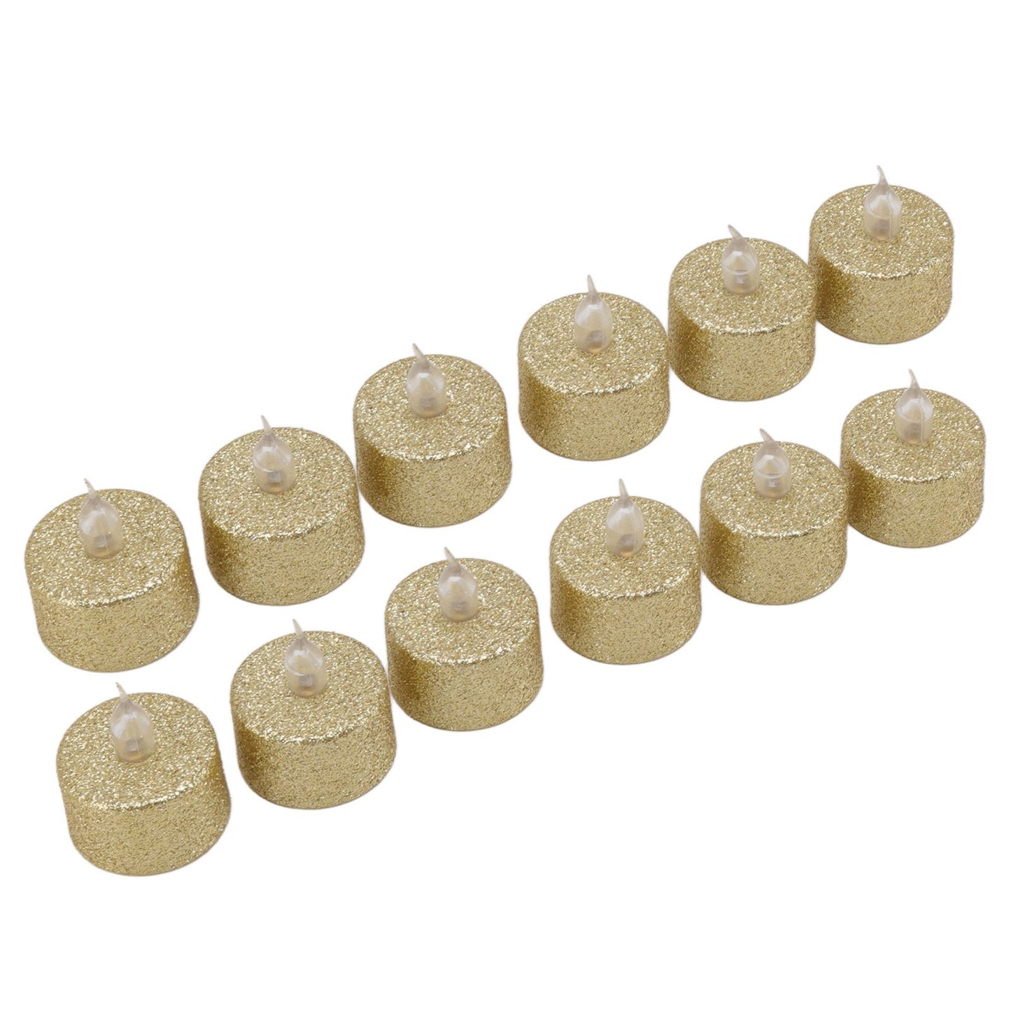 LED Candle Light Flameless Battery Operated Decorative Electronic Tea Light for Christmas Wedding 12pcs Gold V1294-YM0512-3119220155211