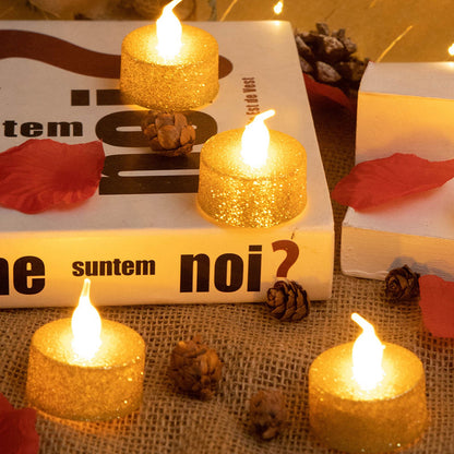 LED Candle Light Flameless Battery Operated Decorative Electronic Tea Light for Christmas Wedding 12pcs Gold V1294-YM0512-3119220155211