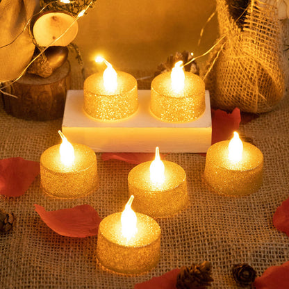 LED Candle Light Flameless Battery Operated Decorative Electronic Tea Light for Christmas Wedding 12pcs Gold V1294-YM0512-3119220155211