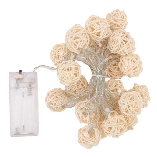 3m Rattan Ball Lantern String Lights 20 Globe Rattan Balls Battery Powered for Wedding Birthdays Decoration V1294-YM0512-3119220158311