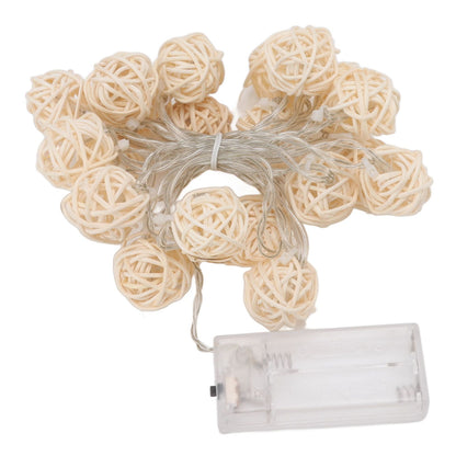 3m Rattan Ball Lantern String Lights 20 Globe Rattan Balls Battery Powered for Wedding Birthdays Decoration V1294-YM0512-3119220158311