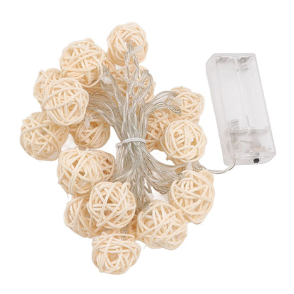 3m Rattan Ball Lantern String Lights 20 Globe Rattan Balls Battery Powered for Wedding Birthdays Decoration V1294-YM0512-3119220158311
