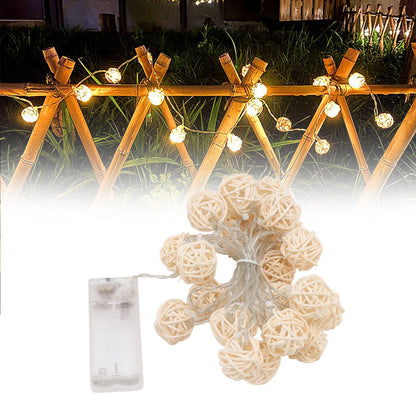 3m Rattan Ball Lantern String Lights 20 Globe Rattan Balls Battery Powered for Wedding Birthdays Decoration V1294-YM0512-3119220158311