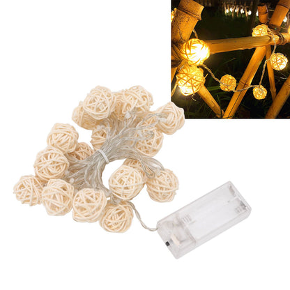 3m Rattan Ball Lantern String Lights 20 Globe Rattan Balls Battery Powered for Wedding Birthdays Decoration V1294-YM0512-3119220158311
