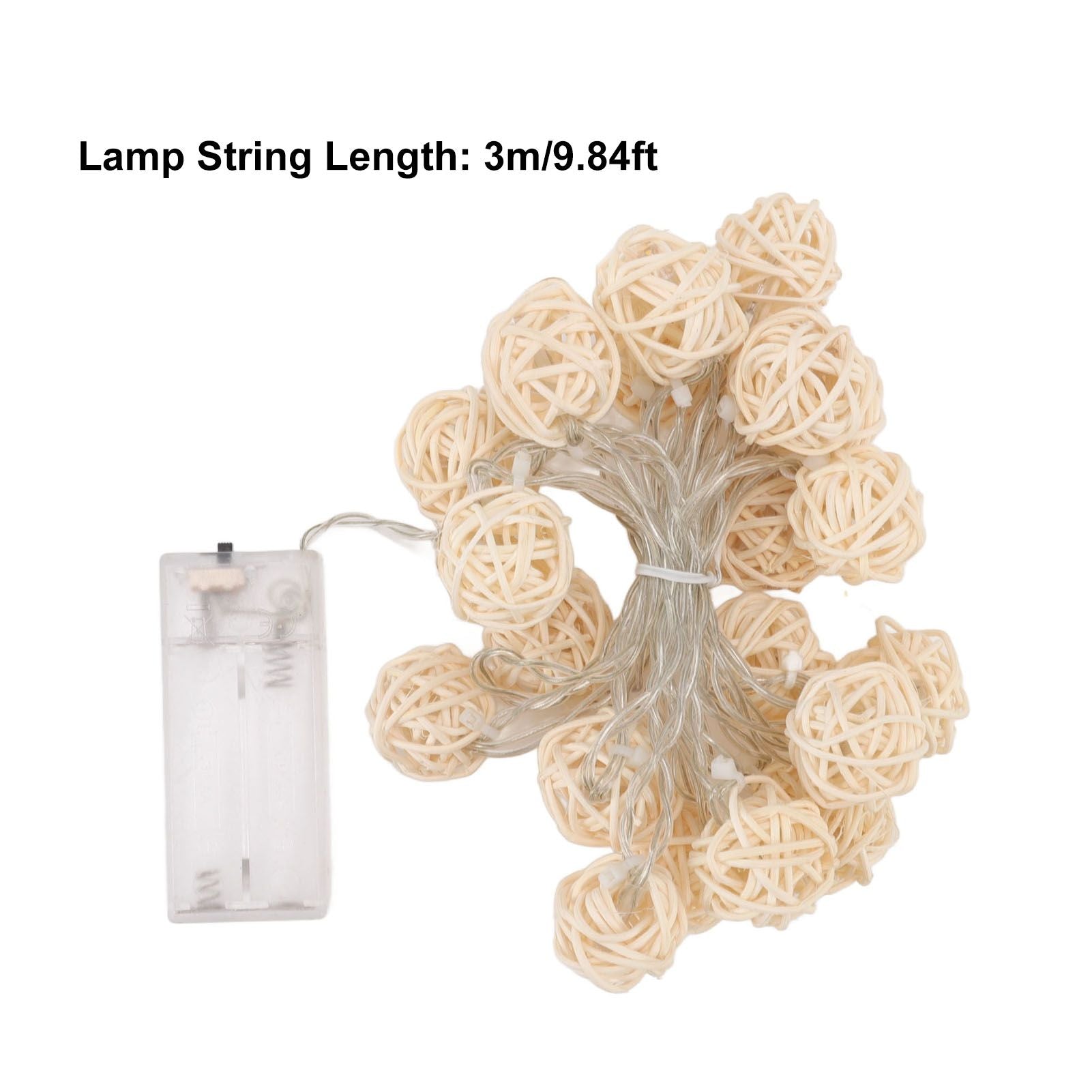 3m Rattan Ball Lantern String Lights 20 Globe Rattan Balls Battery Powered for Wedding Birthdays Decoration V1294-YM0512-3119220158311
