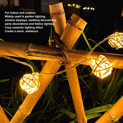 3m Rattan Ball Lantern String Lights 20 Globe Rattan Balls Battery Powered for Wedding Birthdays Decoration V1294-YM0512-3119220158311