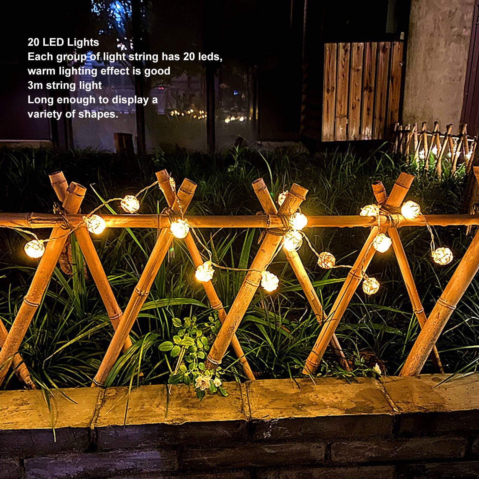 3m Rattan Ball Lantern String Lights 20 Globe Rattan Balls Battery Powered for Wedding Birthdays Decoration V1294-YM0512-3119220158311