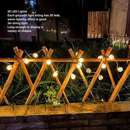 3m Rattan Ball Lantern String Lights 20 Globe Rattan Balls Battery Powered for Wedding Birthdays Decoration V1294-YM0512-3119220158311