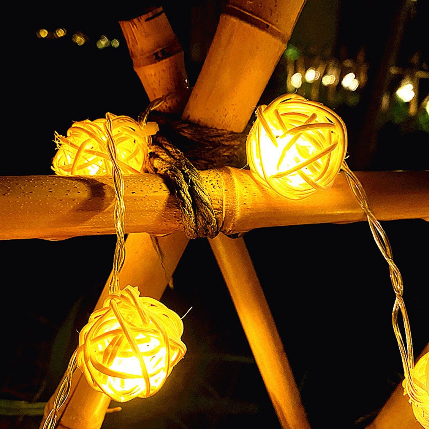 3m Rattan Ball Lantern String Lights 20 Globe Rattan Balls Battery Powered for Wedding Birthdays Decoration V1294-YM0512-3119220158311