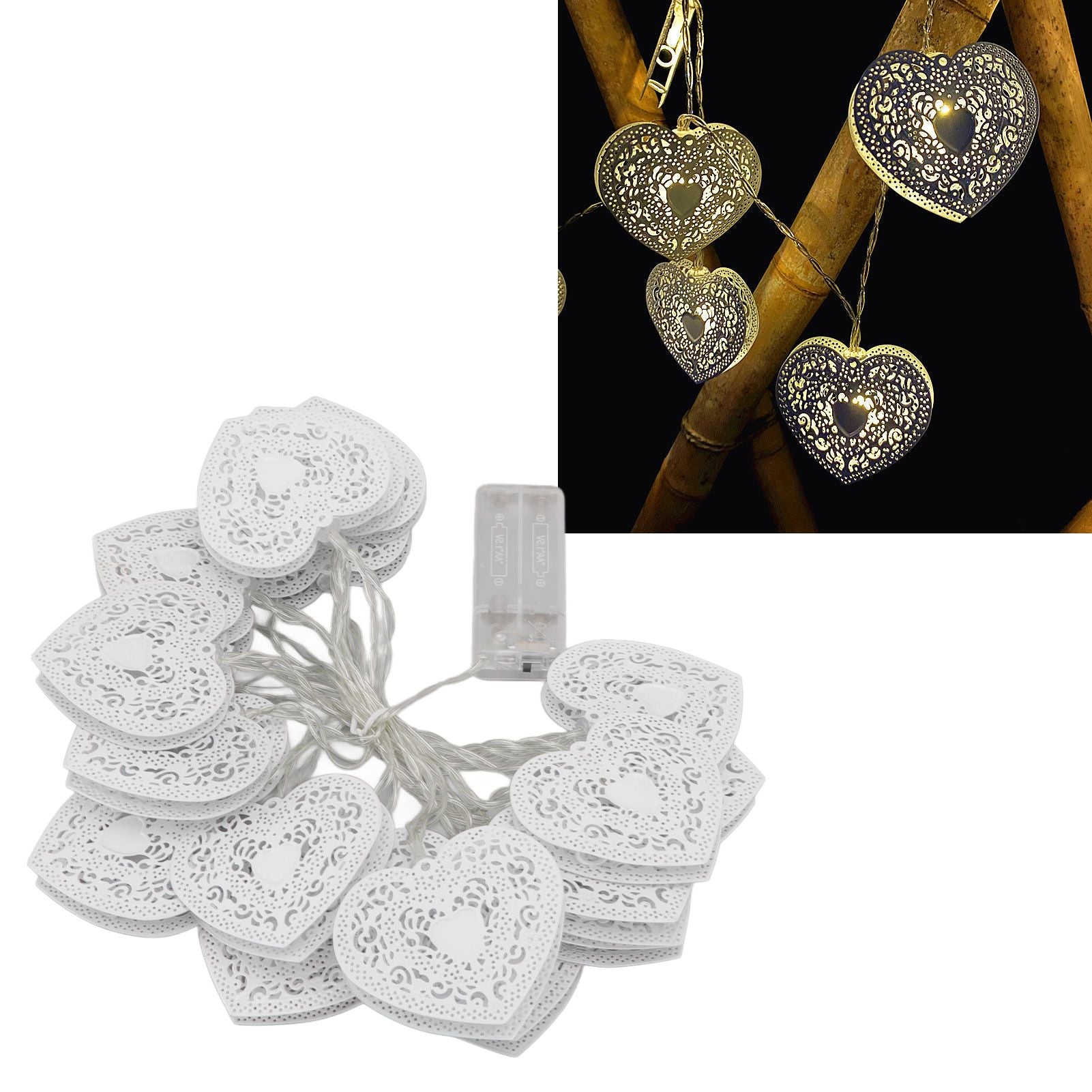 LED Love String Lights Iron 3 Meter Warm 20 Lamp Beads White Decoration Light for Valentine's Day Wedding V1294-YM0512-3119220159511