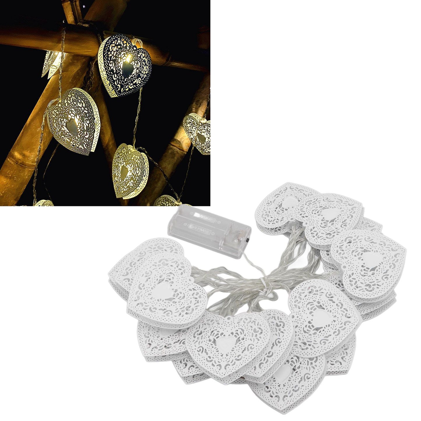 LED Love String Lights Iron 3 Meter Warm 20 Lamp Beads White Decoration Light for Valentine's Day Wedding V1294-YM0512-3119220159511