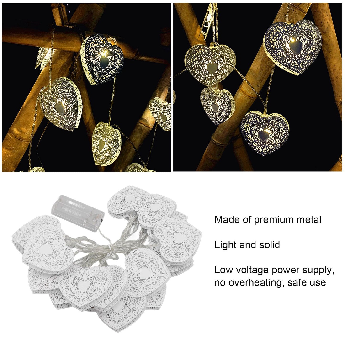 LED Love String Lights Iron 3 Meter Warm 20 Lamp Beads White Decoration Light for Valentine's Day Wedding V1294-YM0512-3119220159511