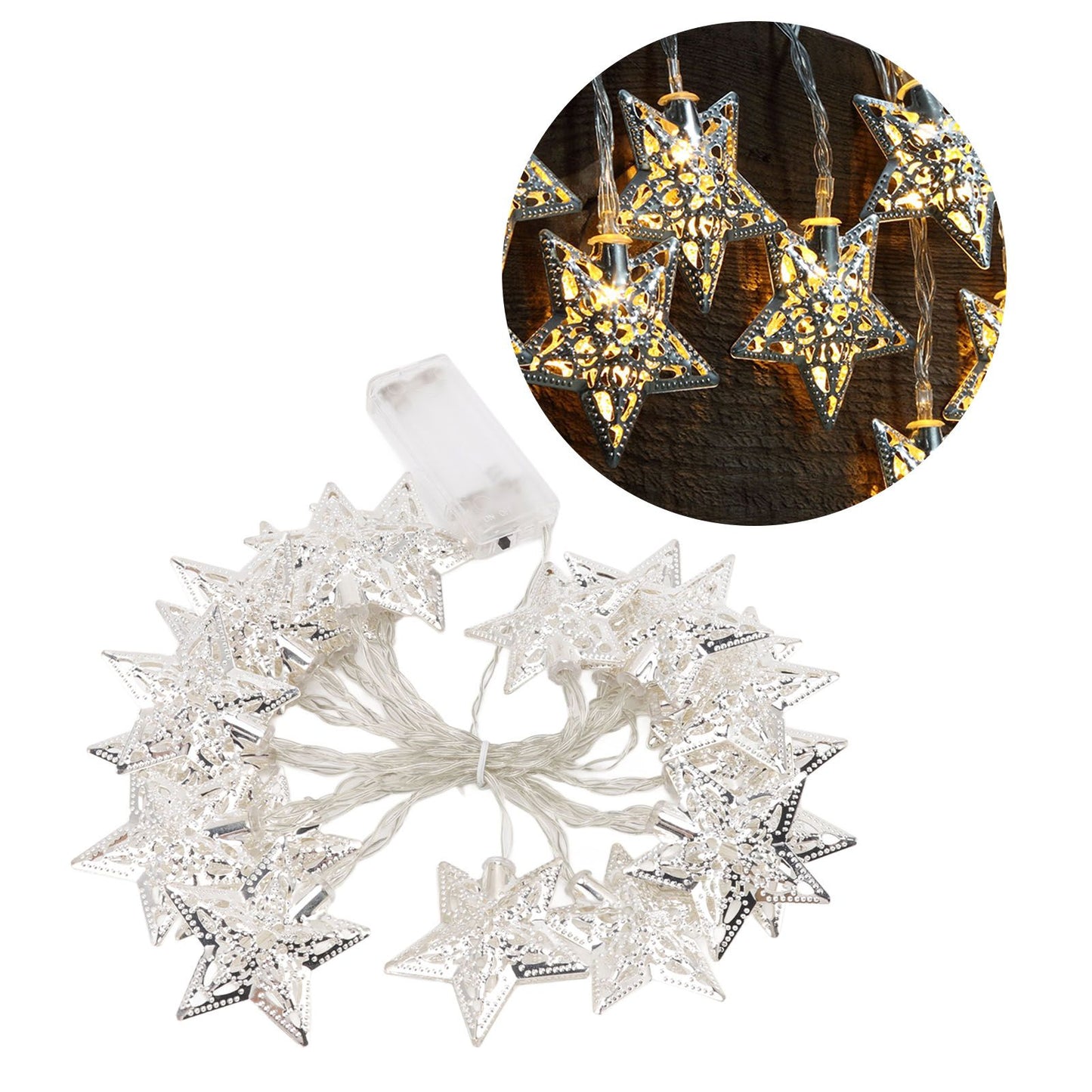 Star String Lights 20LEDs 3 Meters Star Fairy String Lights for Bedroom Christmas Garden Decoration Warm Light V1294-YM0512-3119220159711