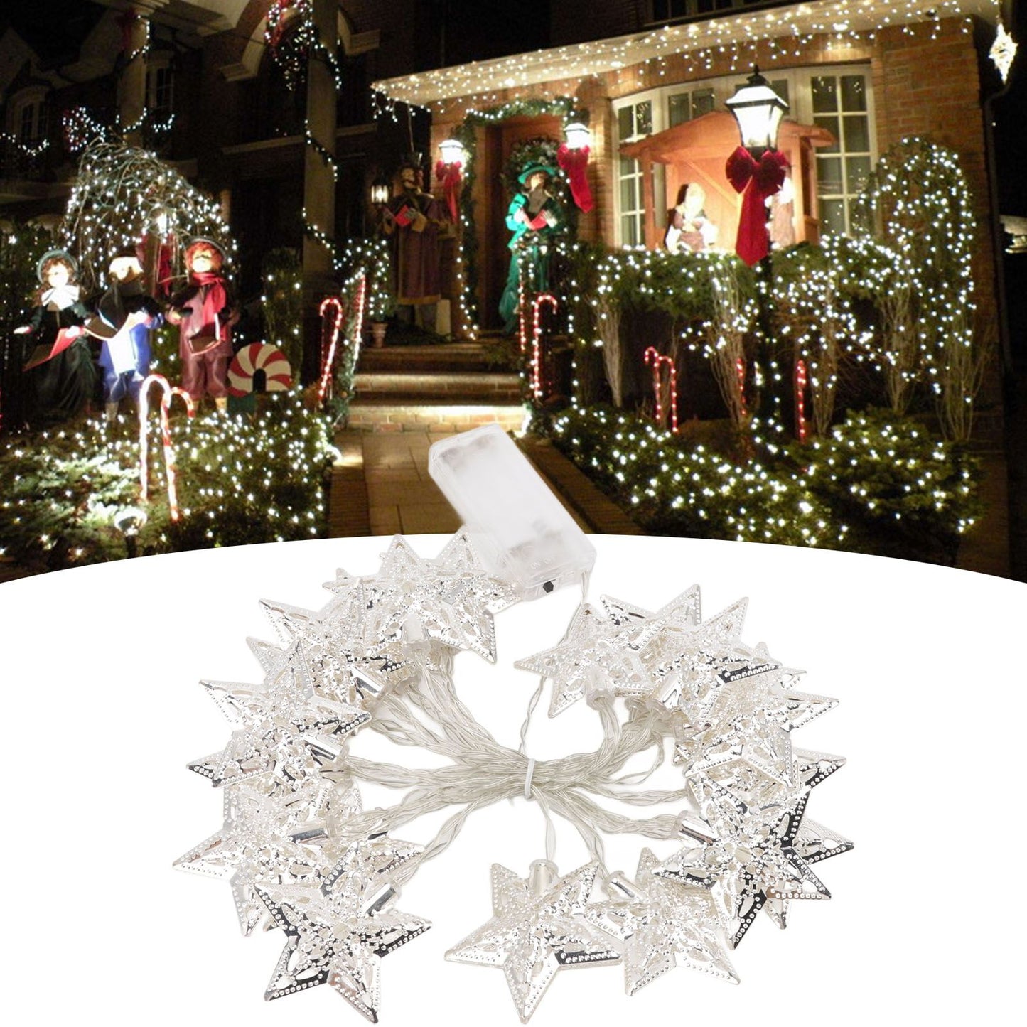 Star String Lights 20LEDs 3 Meters Star Fairy String Lights for Bedroom Christmas Garden Decoration Warm Light V1294-YM0512-3119220159711