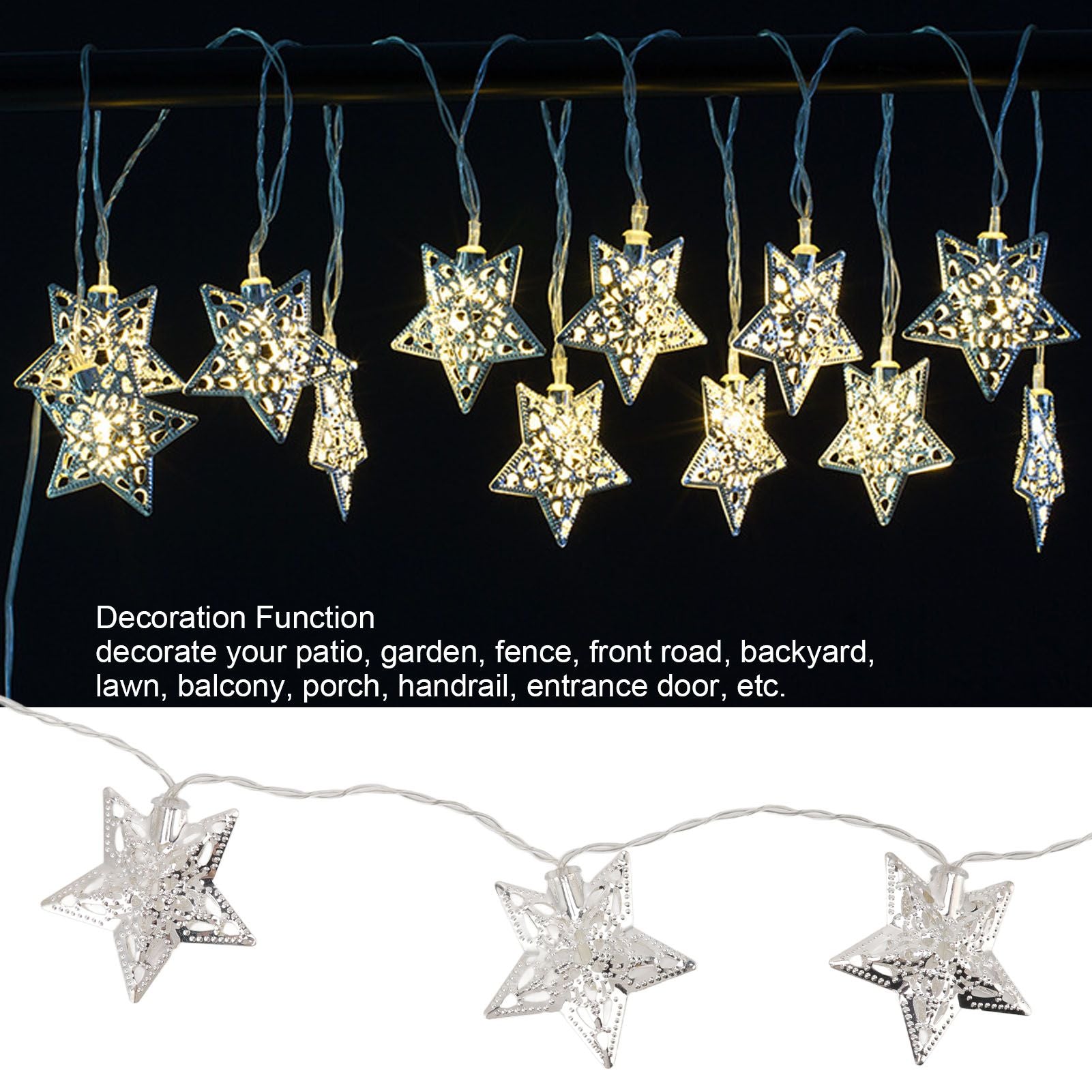 Star String Lights 20LEDs 3 Meters Star Fairy String Lights for Bedroom Christmas Garden Decoration Warm Light V1294-YM0512-3119220159711