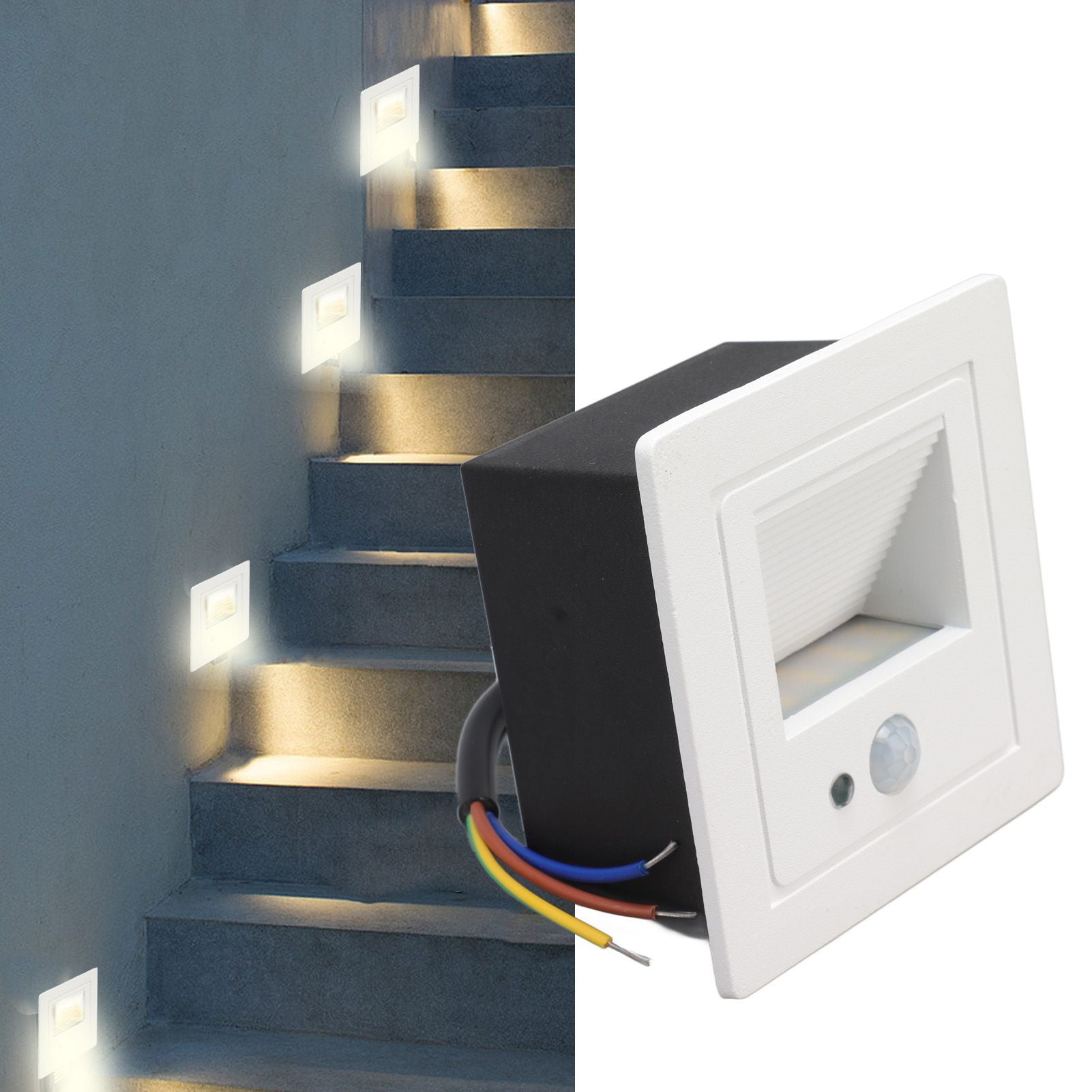 LED Corner Wall Lamp Recessed Warm White Iron Baking Varnish Body Induction Step Light for Stairway 85-260V V1294-YM0512-3119220159811
