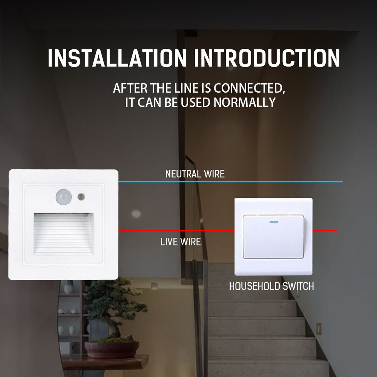 LED Corner Wall Lamp Recessed Warm White Iron Baking Varnish Body Induction Step Light for Stairway 85-260V V1294-YM0512-3119220159811