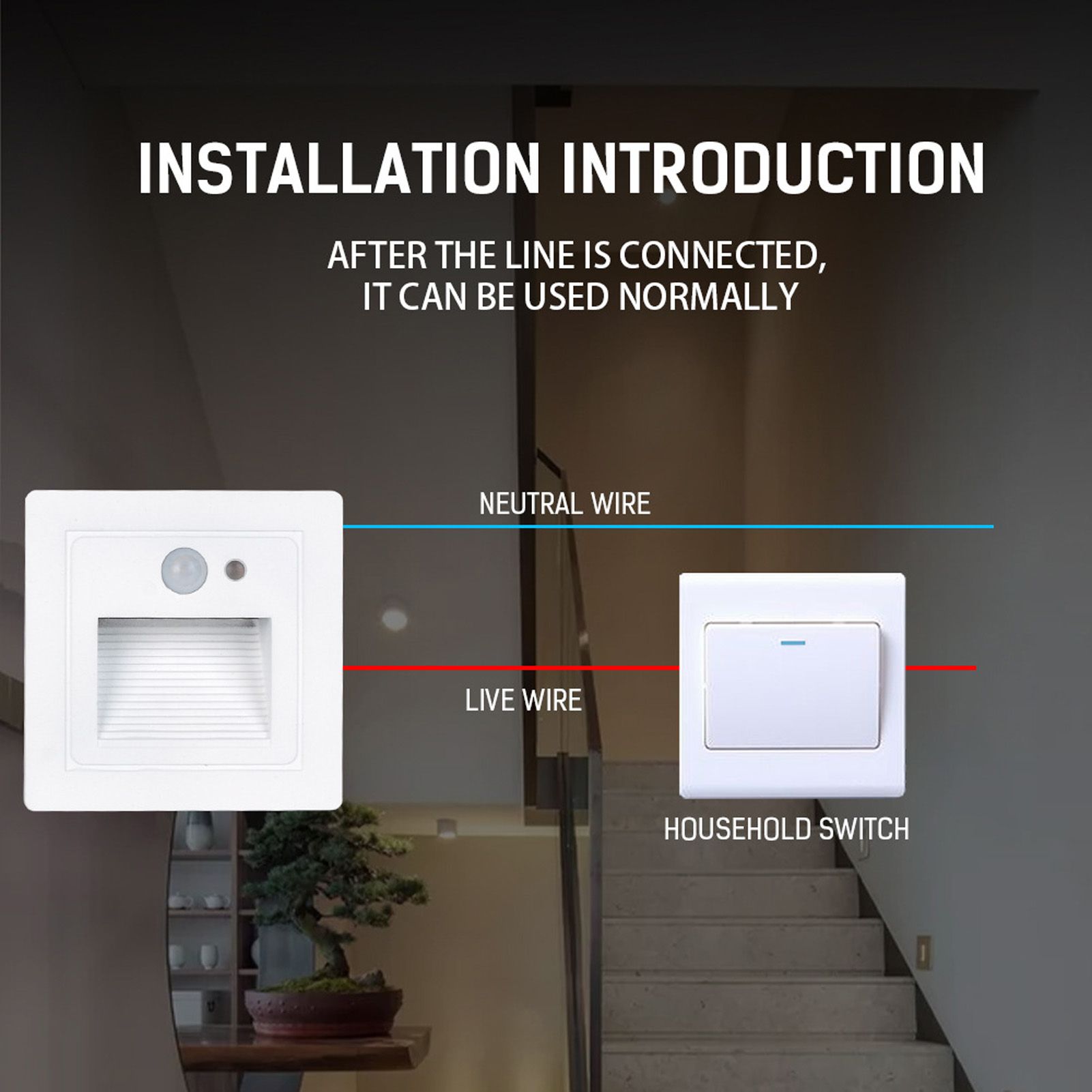 LED Corner Wall Lamp Recessed Warm White Iron Baking Varnish Body Induction Step Light for Stairway 85-260V V1294-YM0512-3119220159811