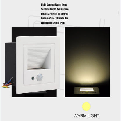 LED Corner Wall Lamp Recessed Warm White Iron Baking Varnish Body Induction Step Light for Stairway 85-260V V1294-YM0512-3119220159811