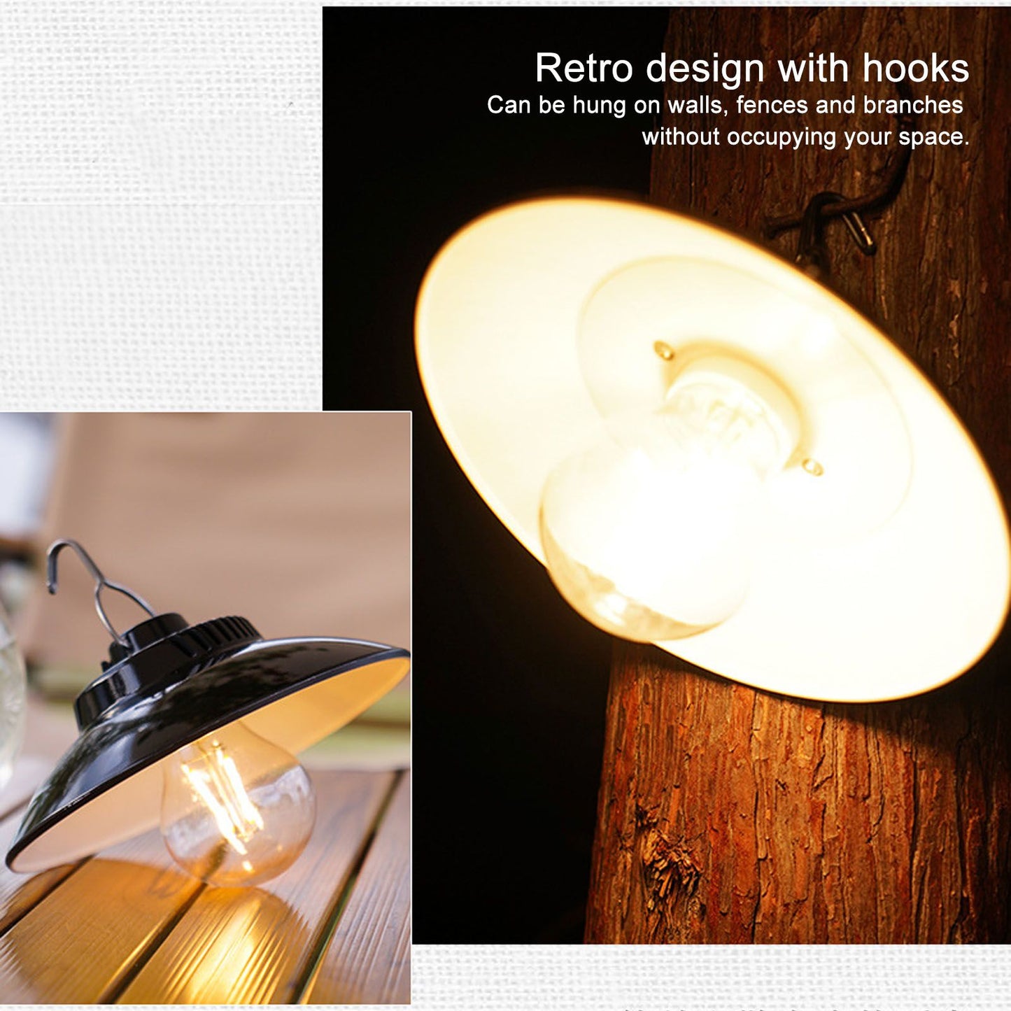 Hanging LED Camping Light Warm Light Lightweight Portable USB Charging LED Hook Camping Lamp with Hook for V1294-YM0512-3119220162411
