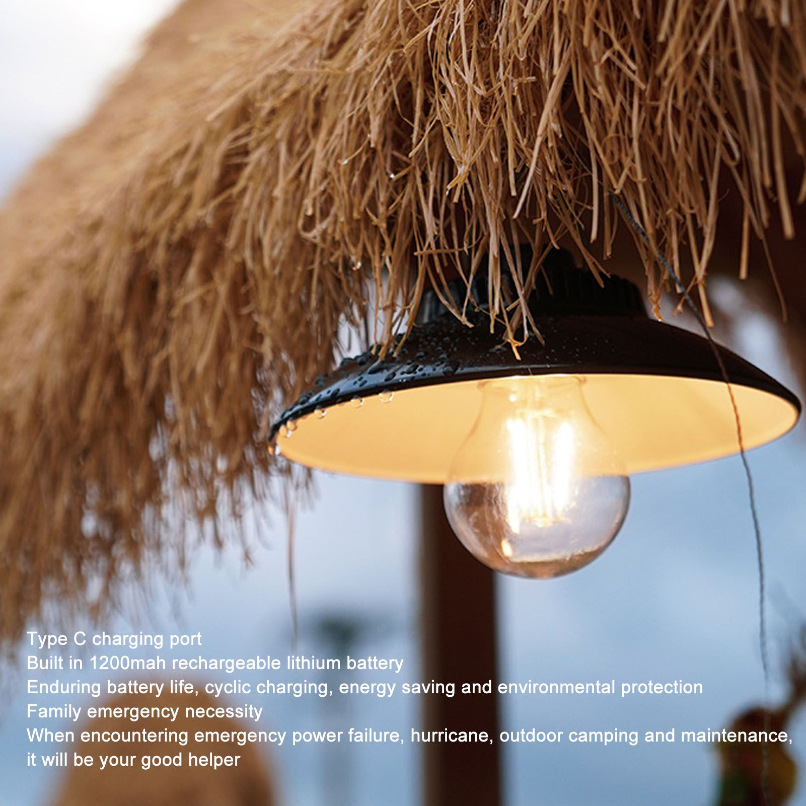 Hanging LED Camping Light Warm Light Lightweight Portable USB Charging LED Hook Camping Lamp with Hook for V1294-YM0512-3119220162411