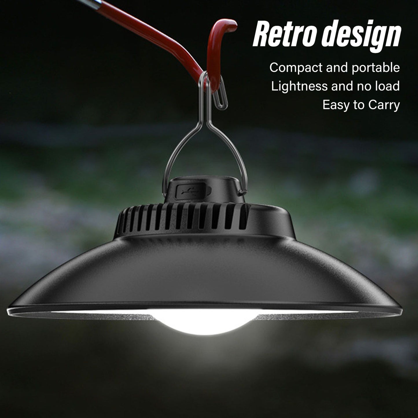 LED Tent Light USB Rechargeable 2 Modes Portable LED Camping Lantern with Hook for Outdoor Emergency Power V1294-YM0512-3119220162511