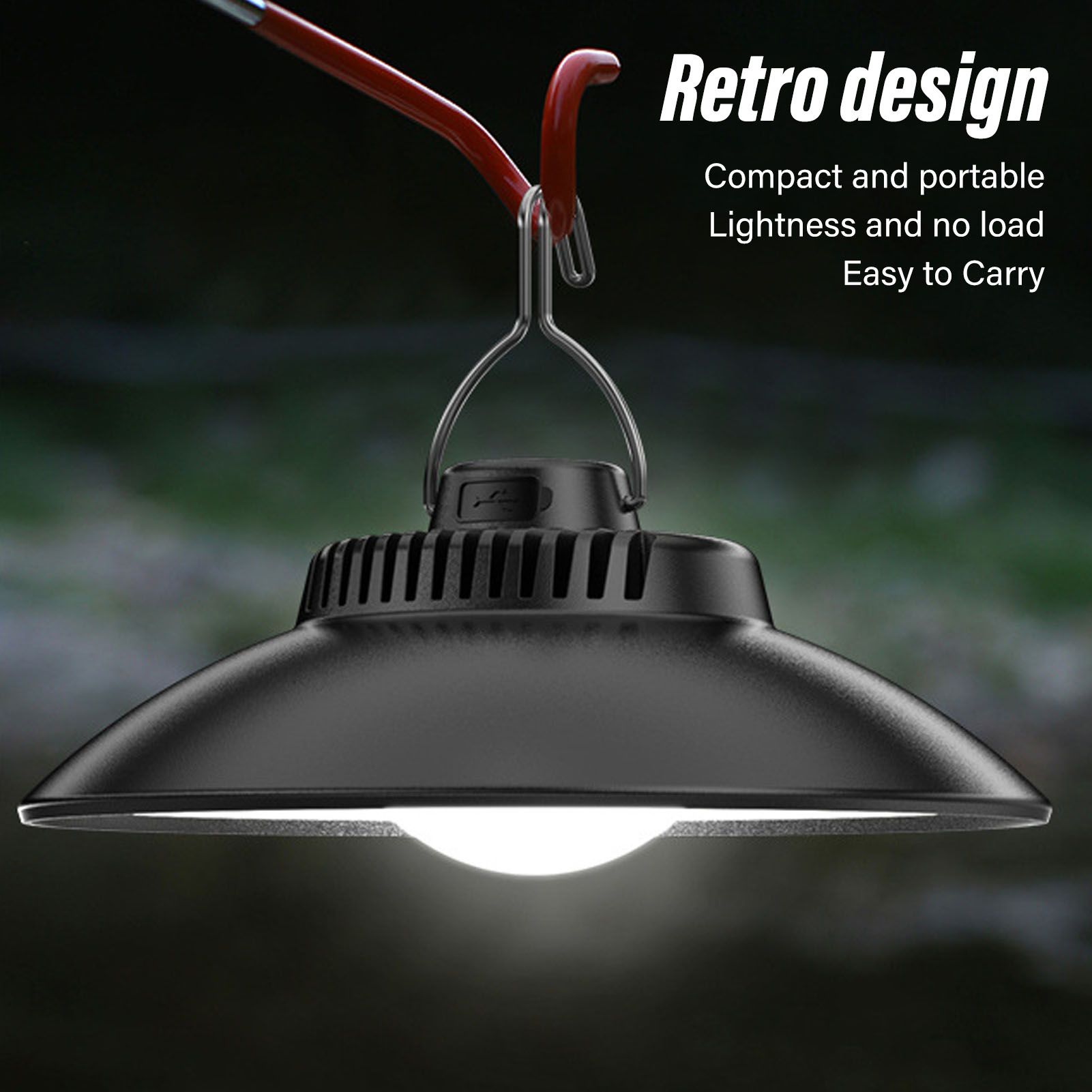 LED Tent Light USB Rechargeable 2 Modes Portable LED Camping Lantern with Hook for Outdoor Emergency Power V1294-YM0512-3119220162511