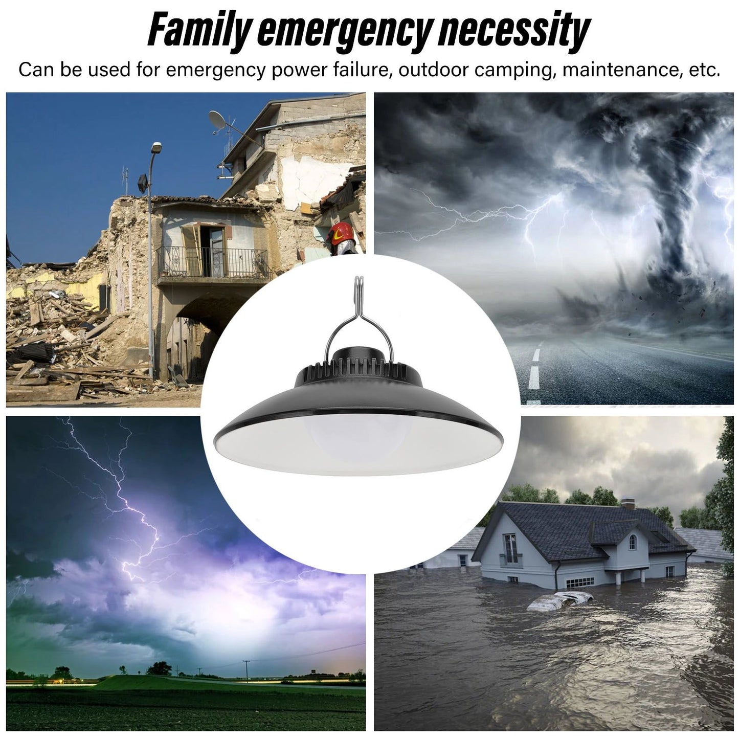 LED Tent Light USB Rechargeable 2 Modes Portable LED Camping Lantern with Hook for Outdoor Emergency Power V1294-YM0512-3119220162511