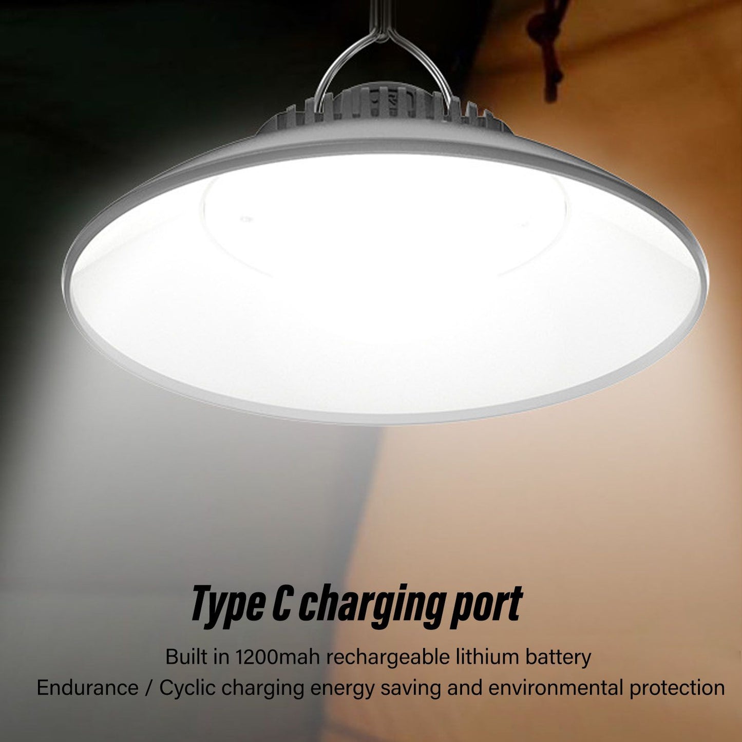 LED Tent Light USB Rechargeable 2 Modes Portable LED Camping Lantern with Hook for Outdoor Emergency Power V1294-YM0512-3119220162511