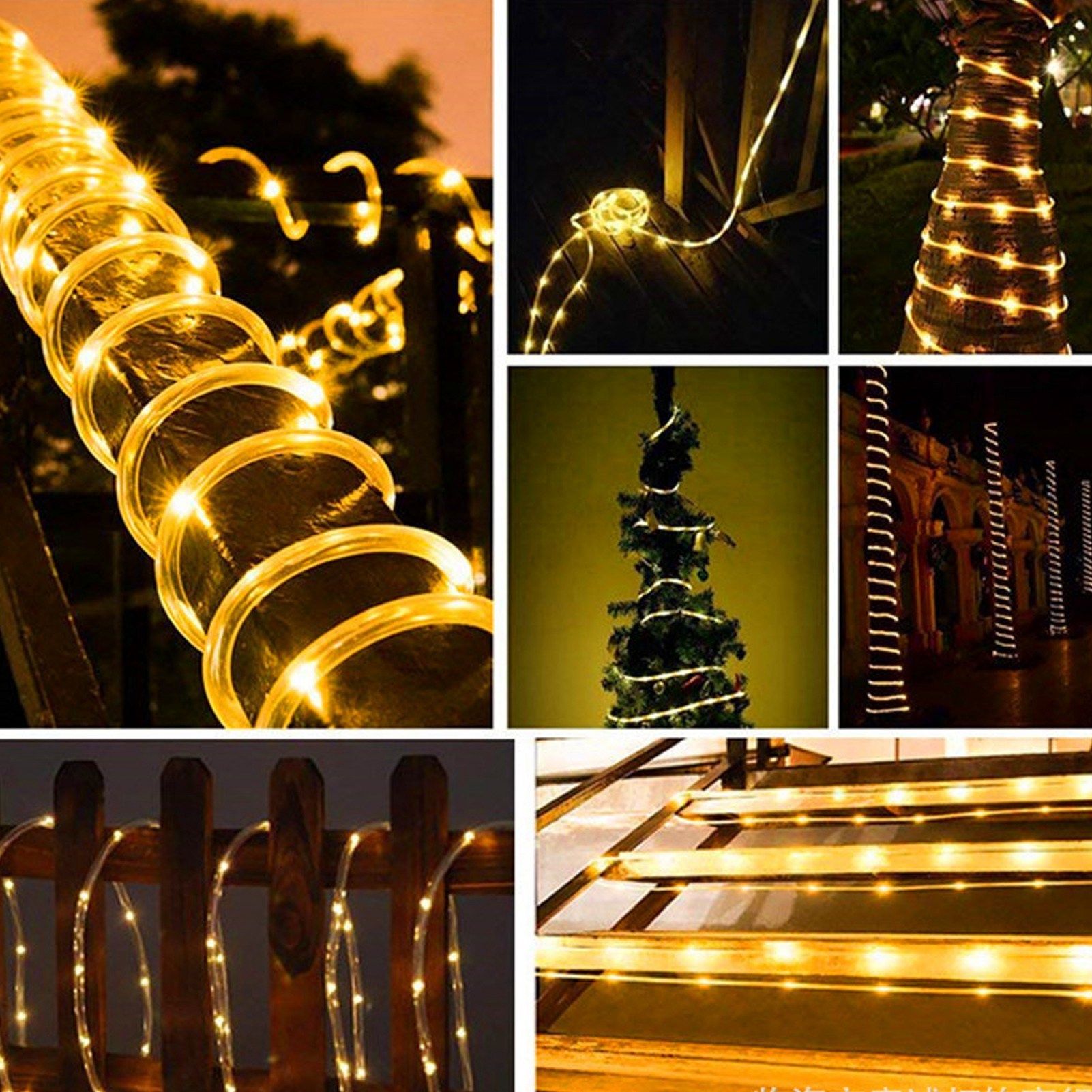 Solar Rope String Lights Waterproof High Brightness LED Solar String Lights for Garden Balcony Christmas V1294-YM0512-3119220163011