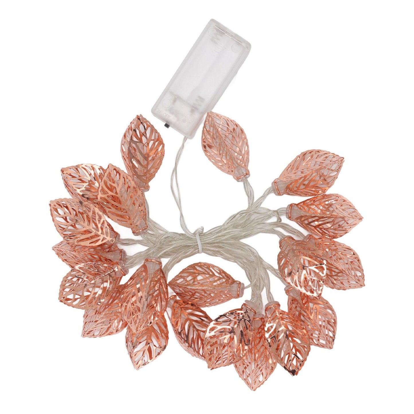 Rose Gold String Lights 20 LEDs Waterproof Battery Powered Hollowed Out Leaf Lights String Party Door Indoor V1294-YM0512-3119220163211