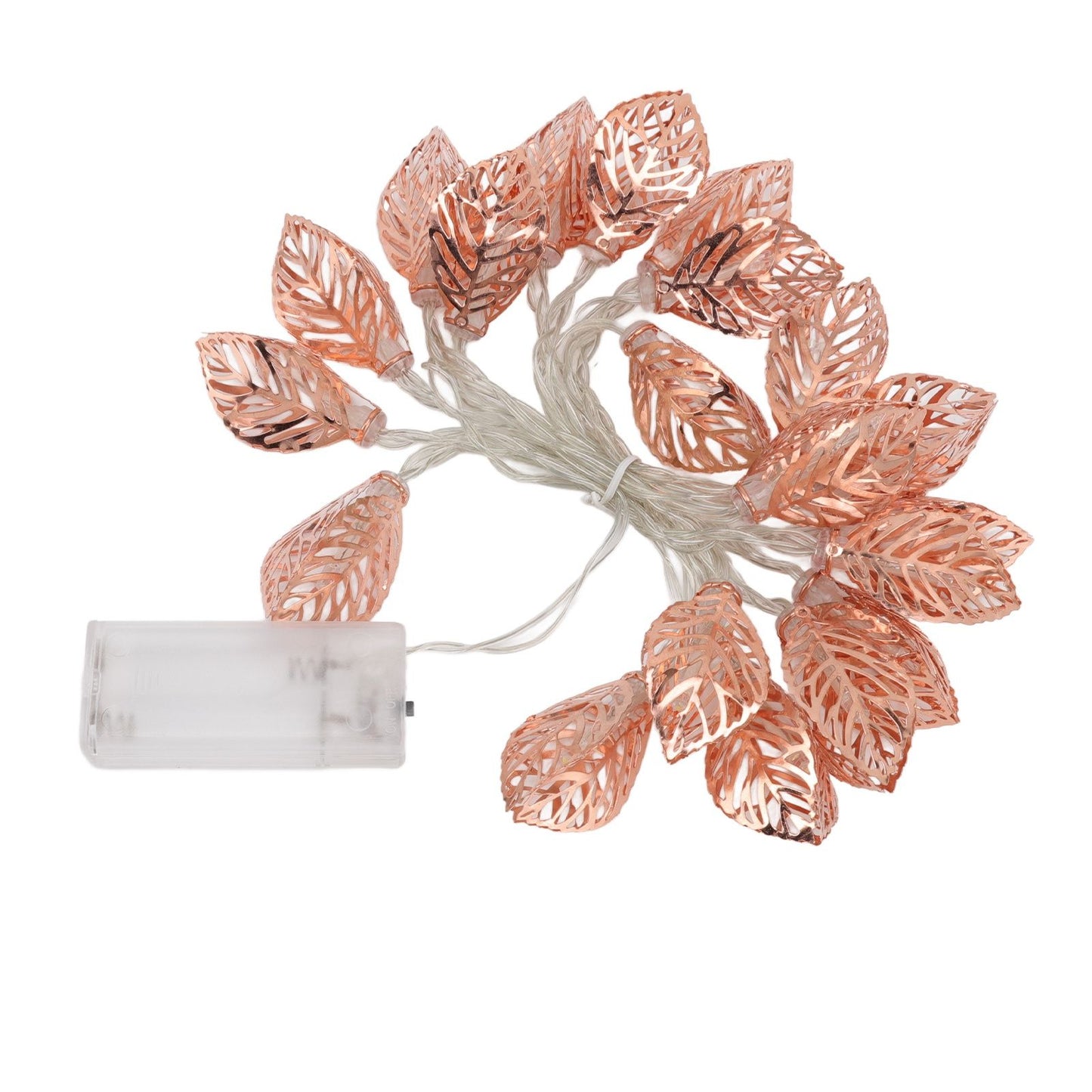 Rose Gold String Lights 20 LEDs Waterproof Battery Powered Hollowed Out Leaf Lights String Party Door Indoor V1294-YM0512-3119220163211