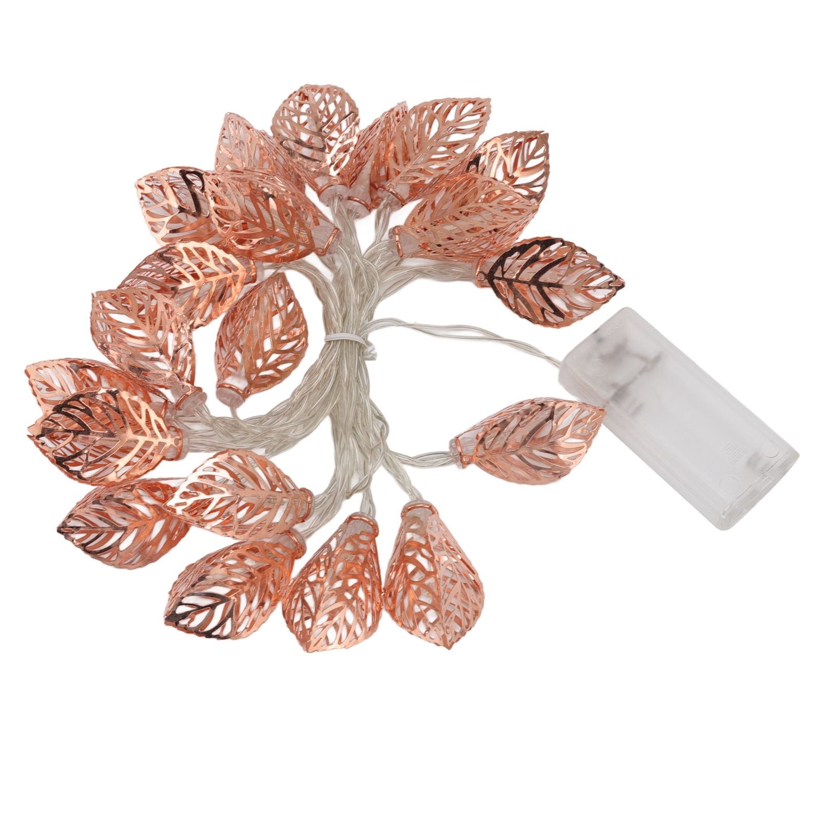 Rose Gold String Lights 20 LEDs Waterproof Battery Powered Hollowed Out Leaf Lights String Party Door Indoor V1294-YM0512-3119220163211