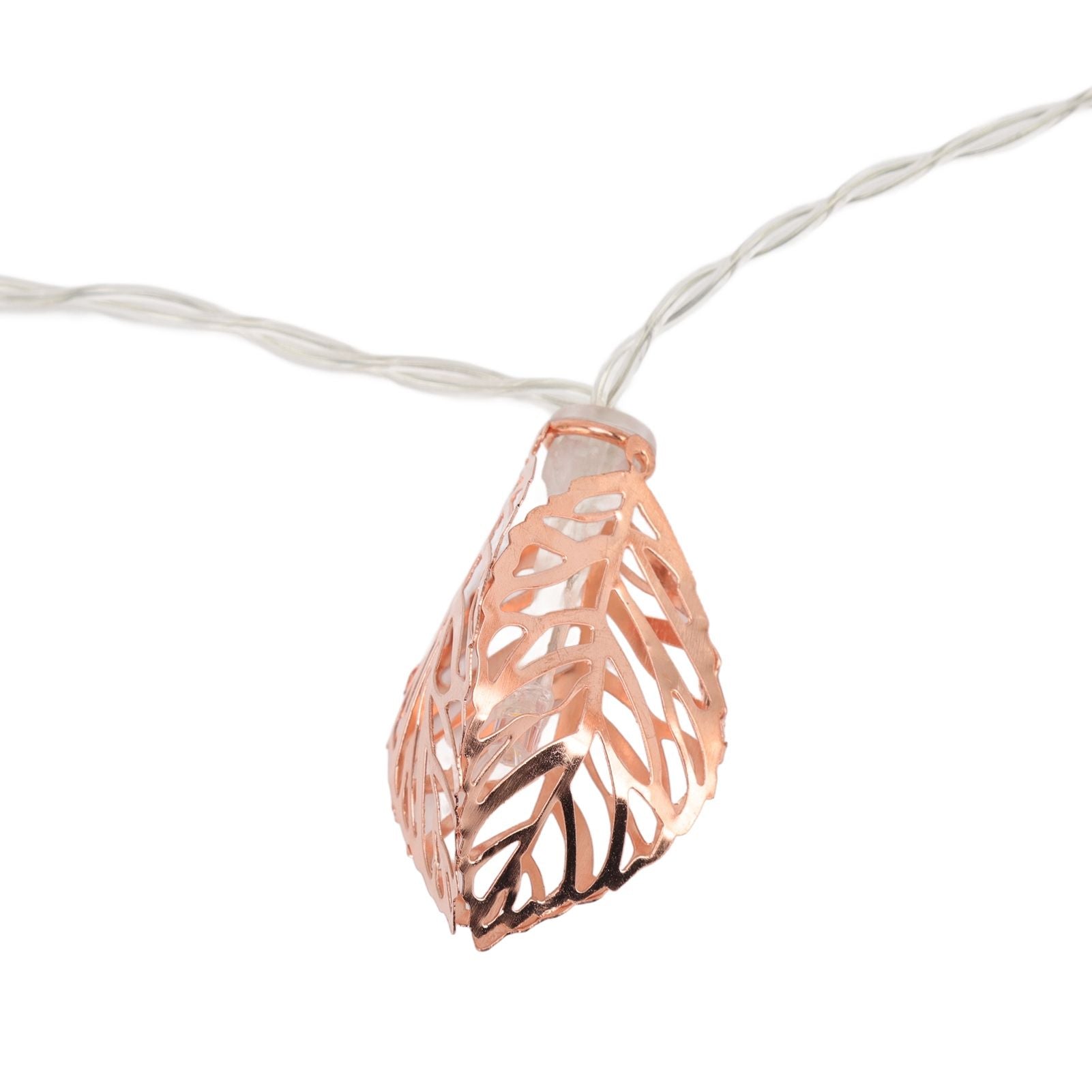 Rose Gold String Lights 20 LEDs Waterproof Battery Powered Hollowed Out Leaf Lights String Party Door Indoor V1294-YM0512-3119220163211