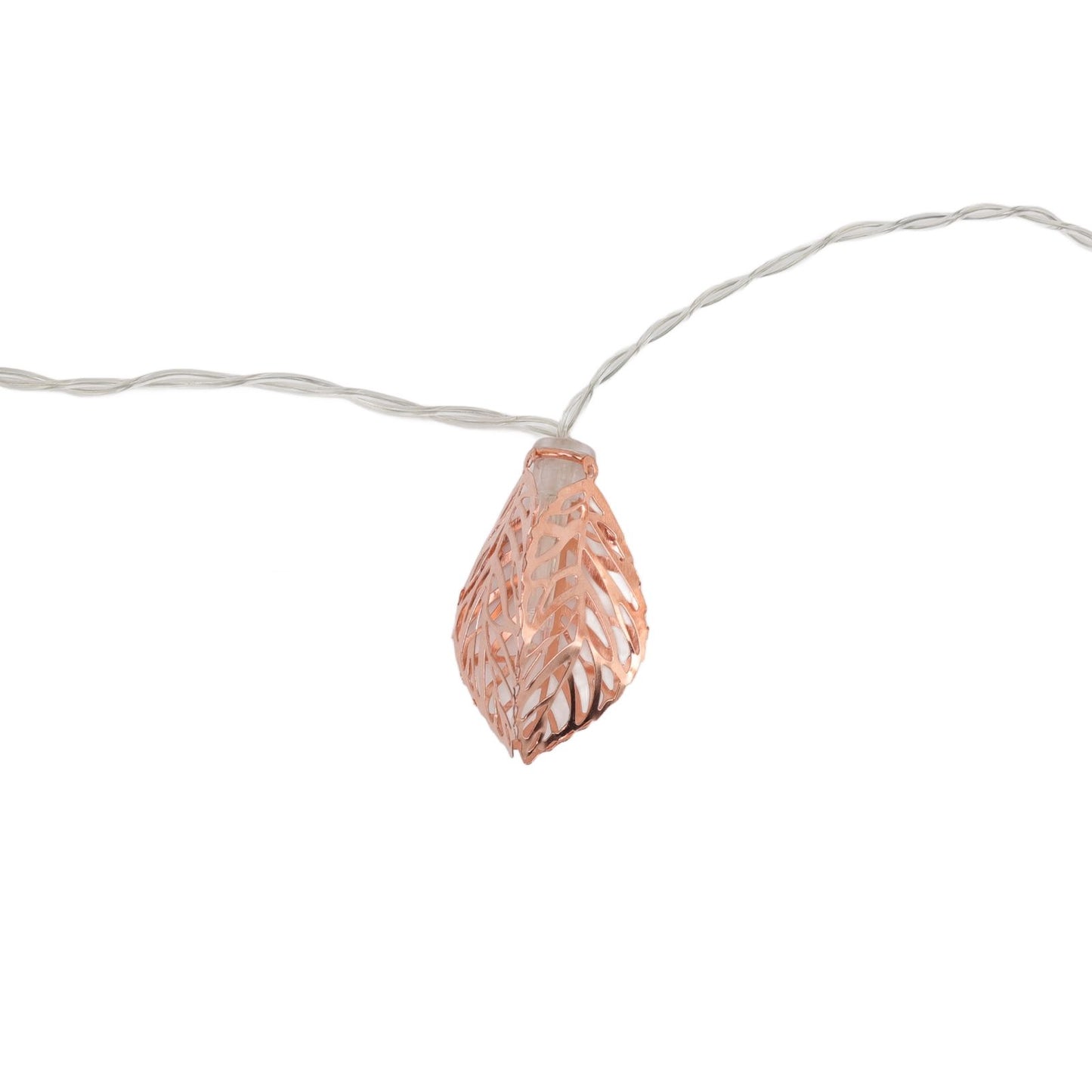 Rose Gold String Lights 20 LEDs Waterproof Battery Powered Hollowed Out Leaf Lights String Party Door Indoor V1294-YM0512-3119220163211