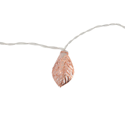 Rose Gold String Lights 20 LEDs Waterproof Battery Powered Hollowed Out Leaf Lights String Party Door Indoor V1294-YM0512-3119220163211