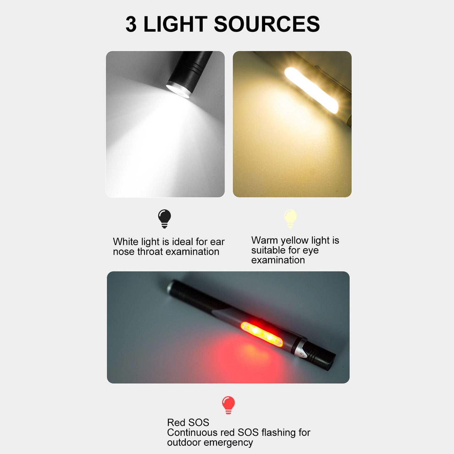 Pen Flashlight USB Charge 3 Light Sources LED Chip Clip Design Widely Used Pen Light Flashlight for Repair V1294-YM0512-3119220164211