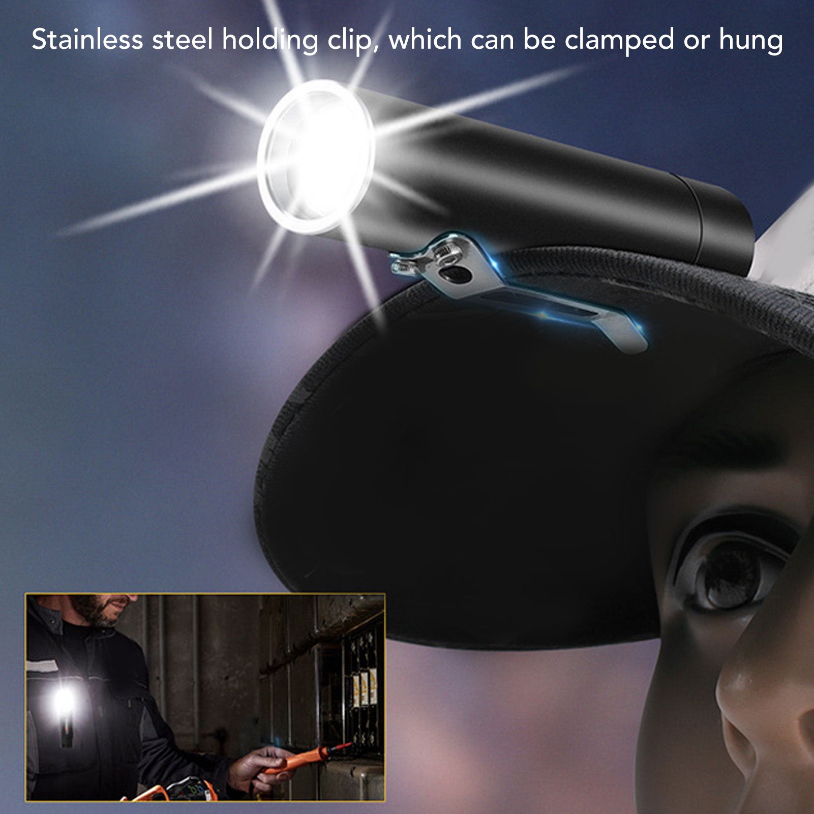 Mini Flashlight 90 Degree Tiltable Head LED Flashlight Magnetic Rechargeable LED Torch V1294-YM0512-3119220164411
