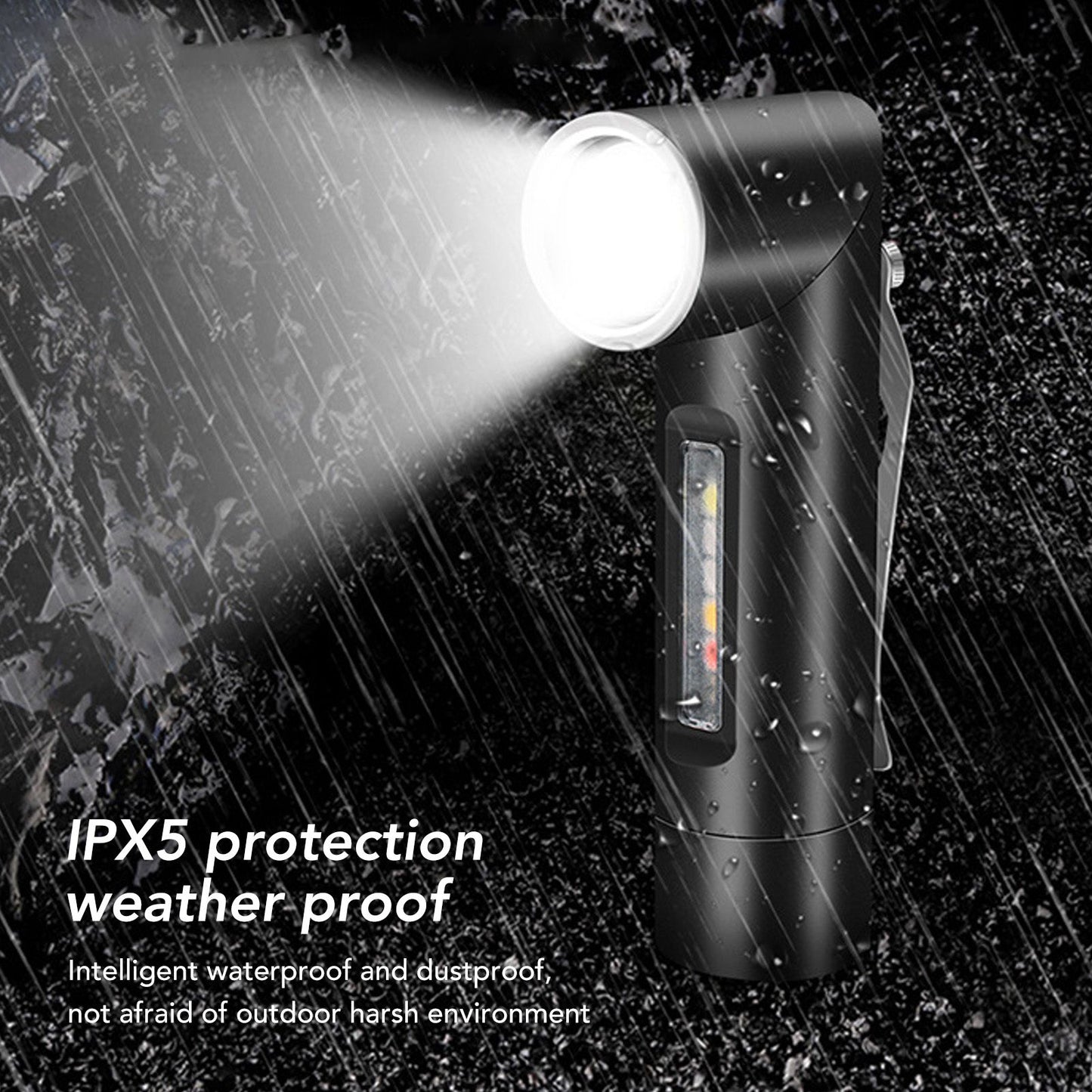 Mini Flashlight 90 Degree Tiltable Head LED Flashlight Magnetic Rechargeable LED Torch V1294-YM0512-3119220164411