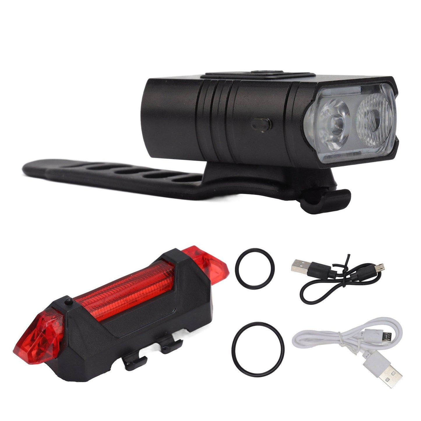 LED Cycling Light Kit Bike Front and Tail Lamps with Battery USB Charging Outdoor Riding Lamp Set V1294-YM0512-3119220165111