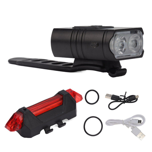 LED Cycling Light Kit Bike Front and Tail Lamps with Battery USB Charging Outdoor Riding Lamp Set V1294-YM0512-3119220165111