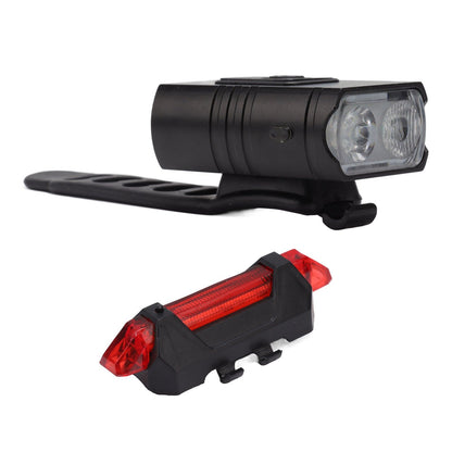 LED Cycling Light Kit Bike Front and Tail Lamps with Battery USB Charging Outdoor Riding Lamp Set V1294-YM0512-3119220165111