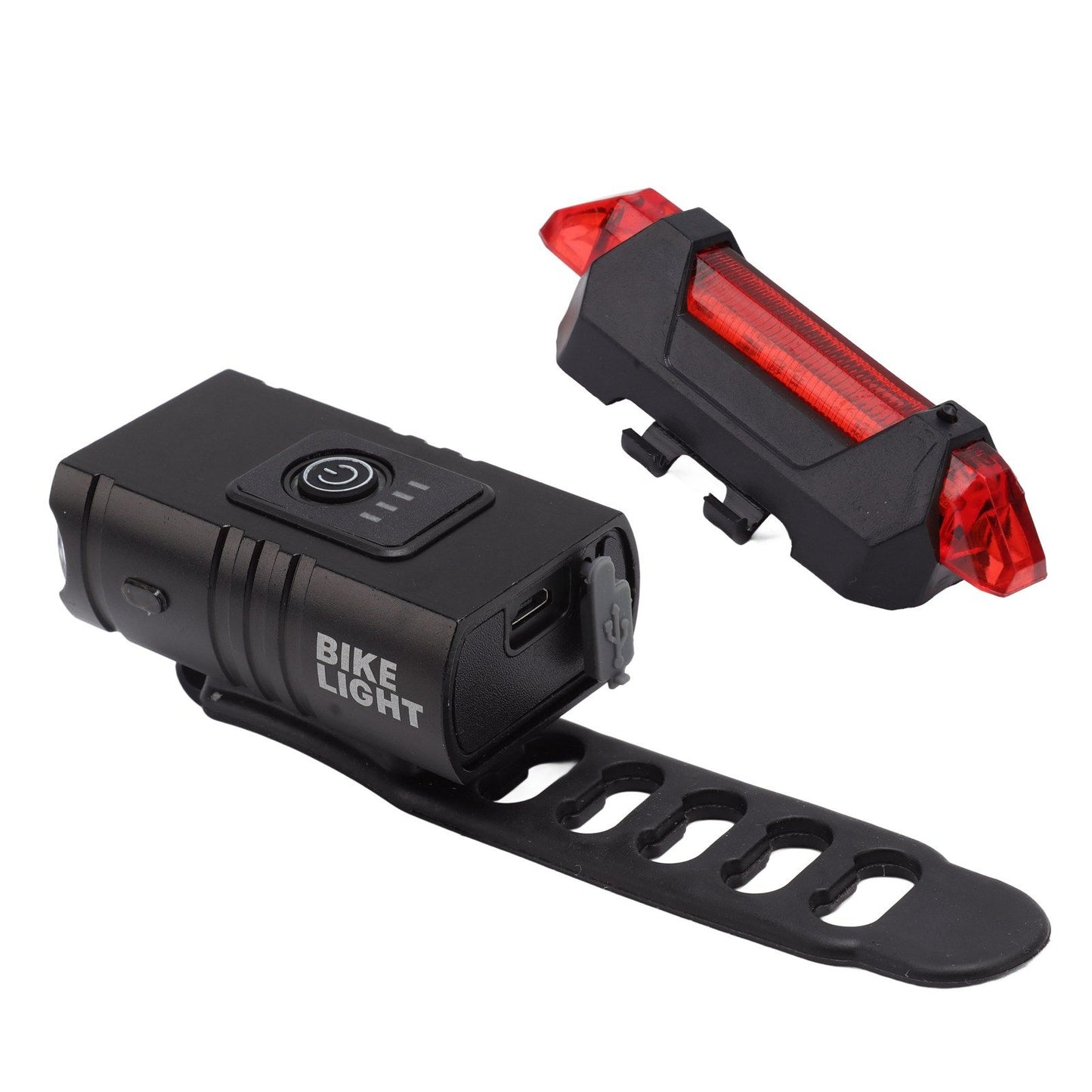 LED Cycling Light Kit Bike Front and Tail Lamps with Battery USB Charging Outdoor Riding Lamp Set V1294-YM0512-3119220165111