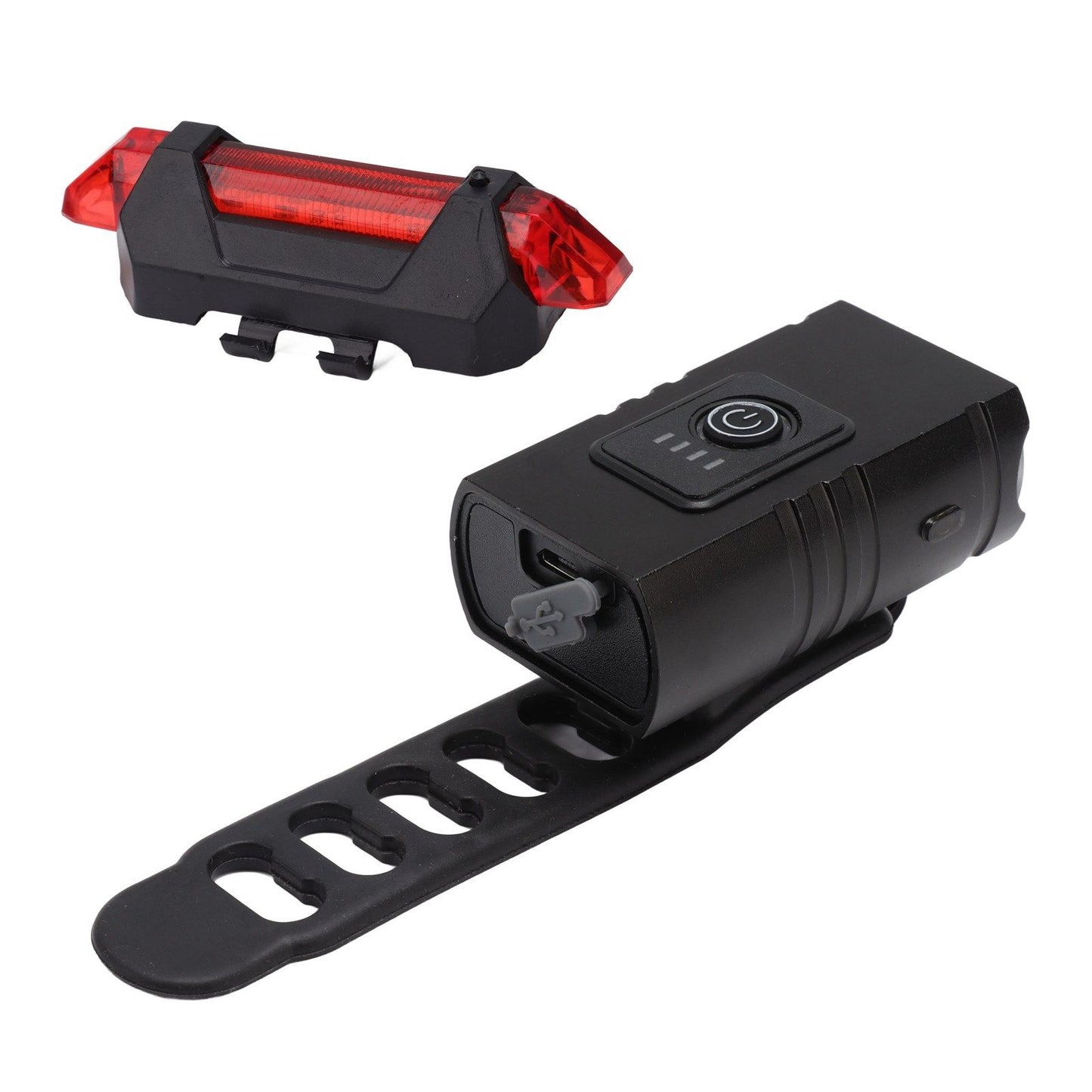 LED Cycling Light Kit Bike Front and Tail Lamps with Battery USB Charging Outdoor Riding Lamp Set V1294-YM0512-3119220165111