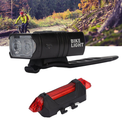 LED Cycling Light Kit Bike Front and Tail Lamps with Battery USB Charging Outdoor Riding Lamp Set V1294-YM0512-3119220165111