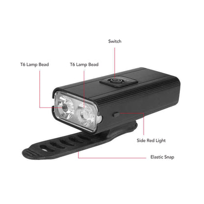 LED Cycling Light Kit Bike Front and Tail Lamps with Battery USB Charging Outdoor Riding Lamp Set V1294-YM0512-3119220165111