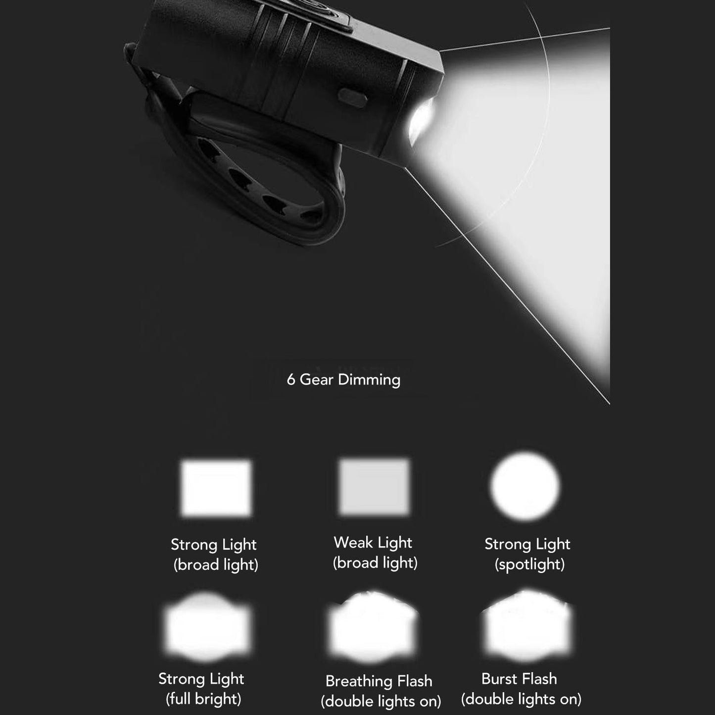 LED Cycling Light Kit Bike Front and Tail Lamps with Battery USB Charging Outdoor Riding Lamp Set V1294-YM0512-3119220165111