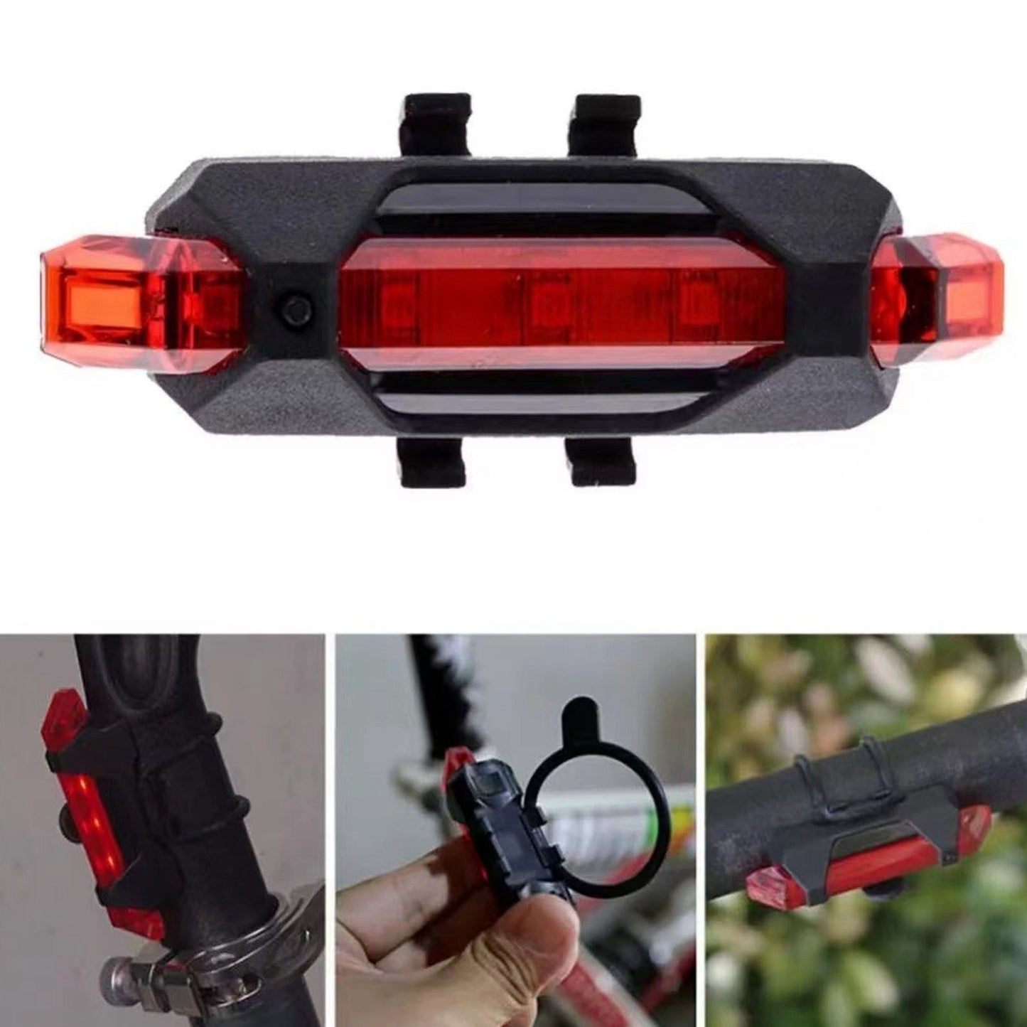 LED Cycling Light Kit Bike Front and Tail Lamps with Battery USB Charging Outdoor Riding Lamp Set V1294-YM0512-3119220165111