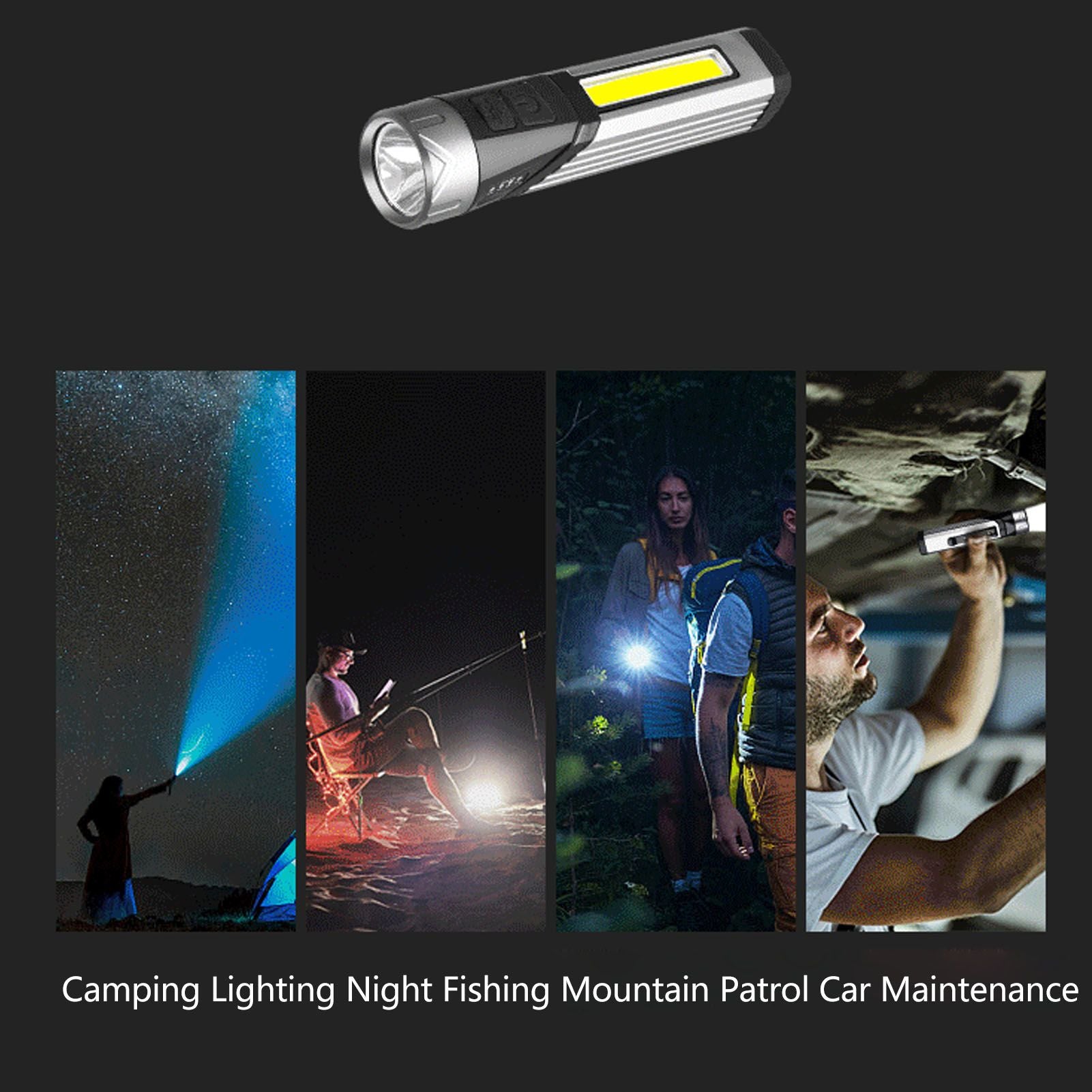 Magnetic Flashlight 7 Gears Rotatable Foldable Rechargeable High Brightness LED COB Work Light for Camping V1294-YM0512-3119220165211