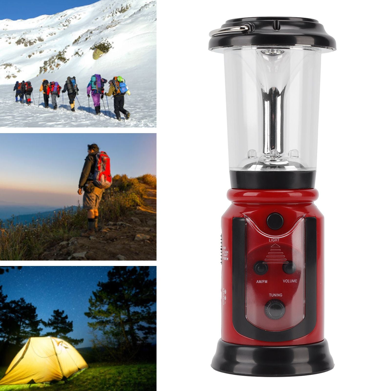 Radio Lantern Hand Crank USB Rechargeable Multi Functional AM FM Emergency Radio LED Flashlight for Camping V1294-YM0512-3119220165611